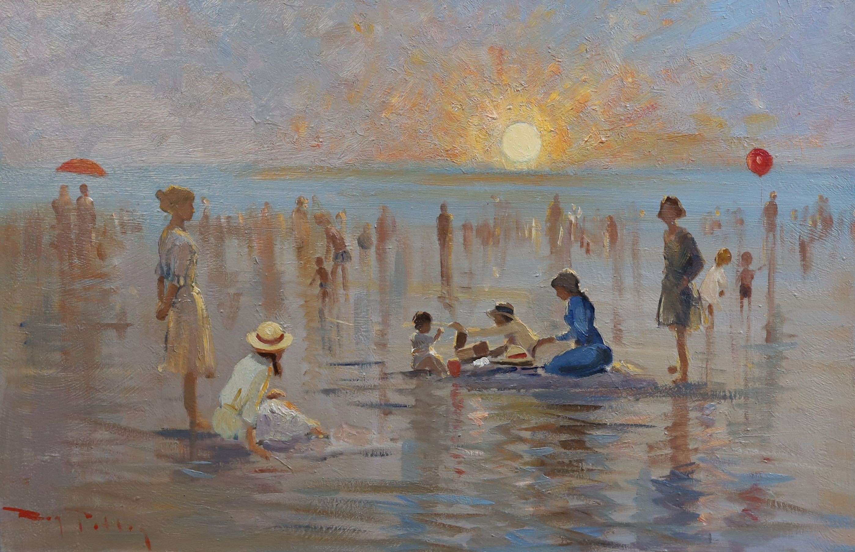 Roy Petley (b.1950), 'Last of the sun', oil on panel, 60 x 91cm